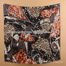 Головной платок шелк 100% леопардовый печатный шарф
